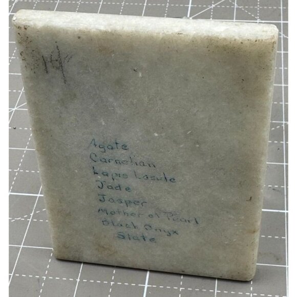 Handcrafted Stone Inlay Floral Art Panel Featuring Agate Carnelian Lapis Lazuli - Picture 5 of 6